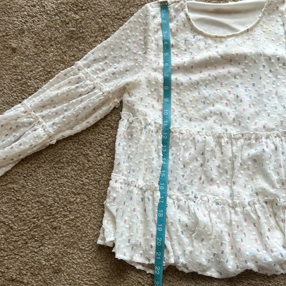 Altar'd State White Long Sleeve Confetti Tiered Babydoll Blouse Size Extra Small - Picture 8 of 8